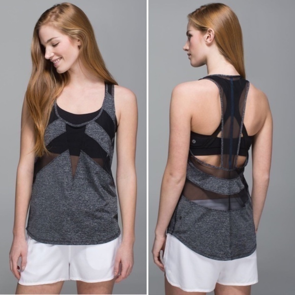 Lululemon If You're Lucky TankHeathered Black / Black / Raspberry Glo Light